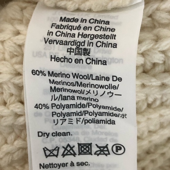 J Crew cream chunky merino wool pull over turtleneck sweater - Picture 6 of 11